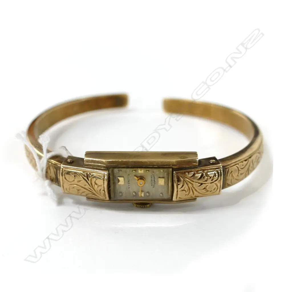 VINTAGE 14CT GOLD WATCH AND STRAP 12.37gm INCLUDING MOVEMENT Image 1++