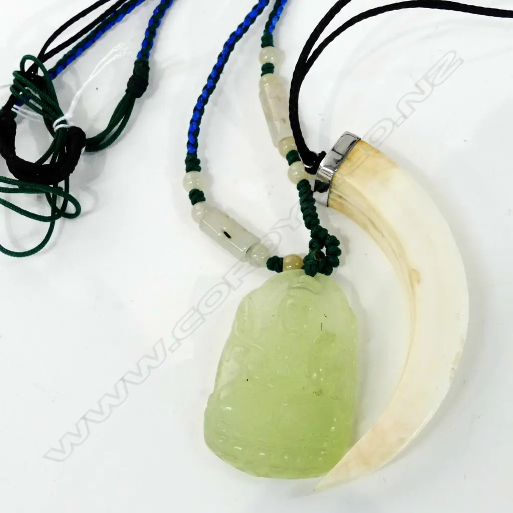 JADE BUDDHA PENDANT & BOARS TUSK PENDANT Image 1++