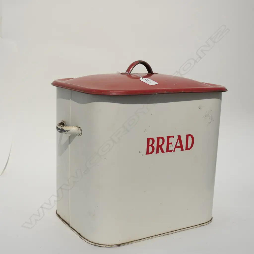 VINTAGE ENAMEL BREAD TIN H. 340MM Image 1++