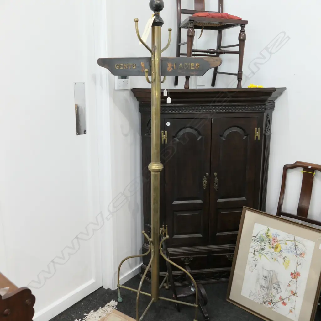 BRASS COAT STAND WITH SIGNS H 880 MM Image 1++