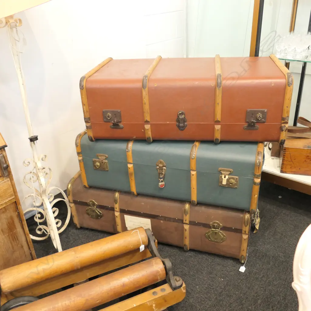3 VINTAGE TRAVELLING TRUNK - ONE A/F L. 900MM Image 1++