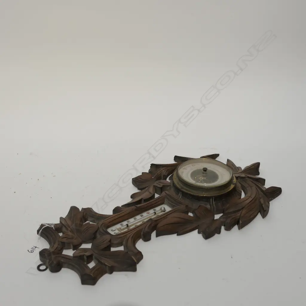 EDWARDIAN WOODEN FRAMED BAROMETER Image 1++