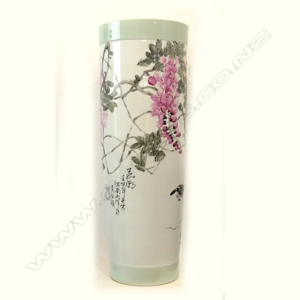 LARGE HAND PAINTED JAPANESE VASE / UMBRELLA STAND H. 650MM Image 1++