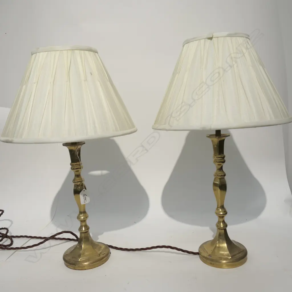 PR BRASS SIDE LAMPS W/ SHADES H. 380MM Image 1++