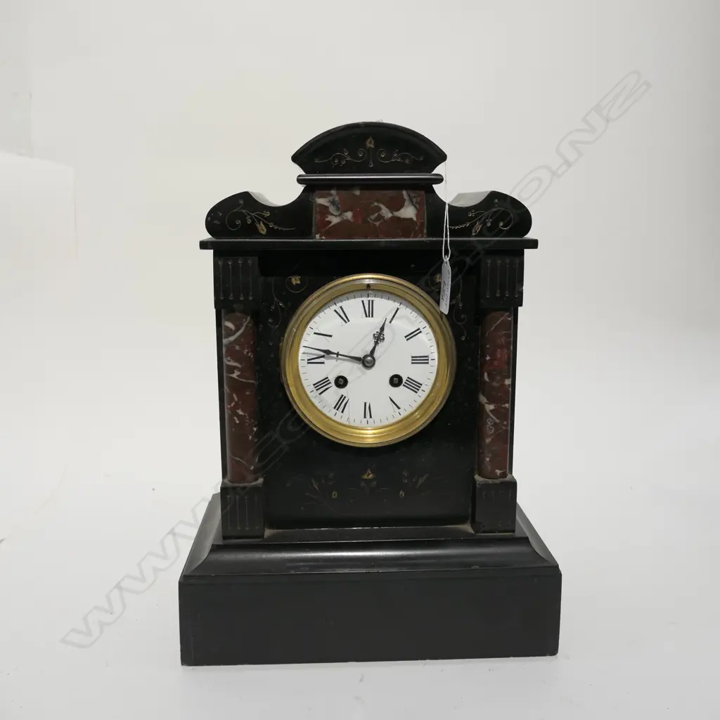  BLACK SLATE VICTORIAN MANTLE CLOCK H. 360MM Image 1++