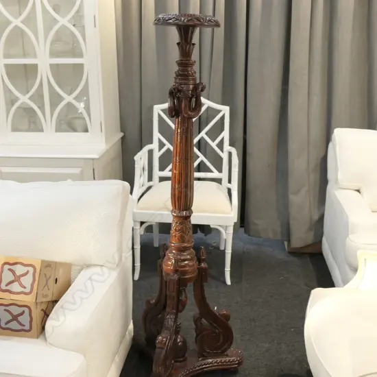 DECORATIVE MAHOGANY TORCHERE H. 1500MM