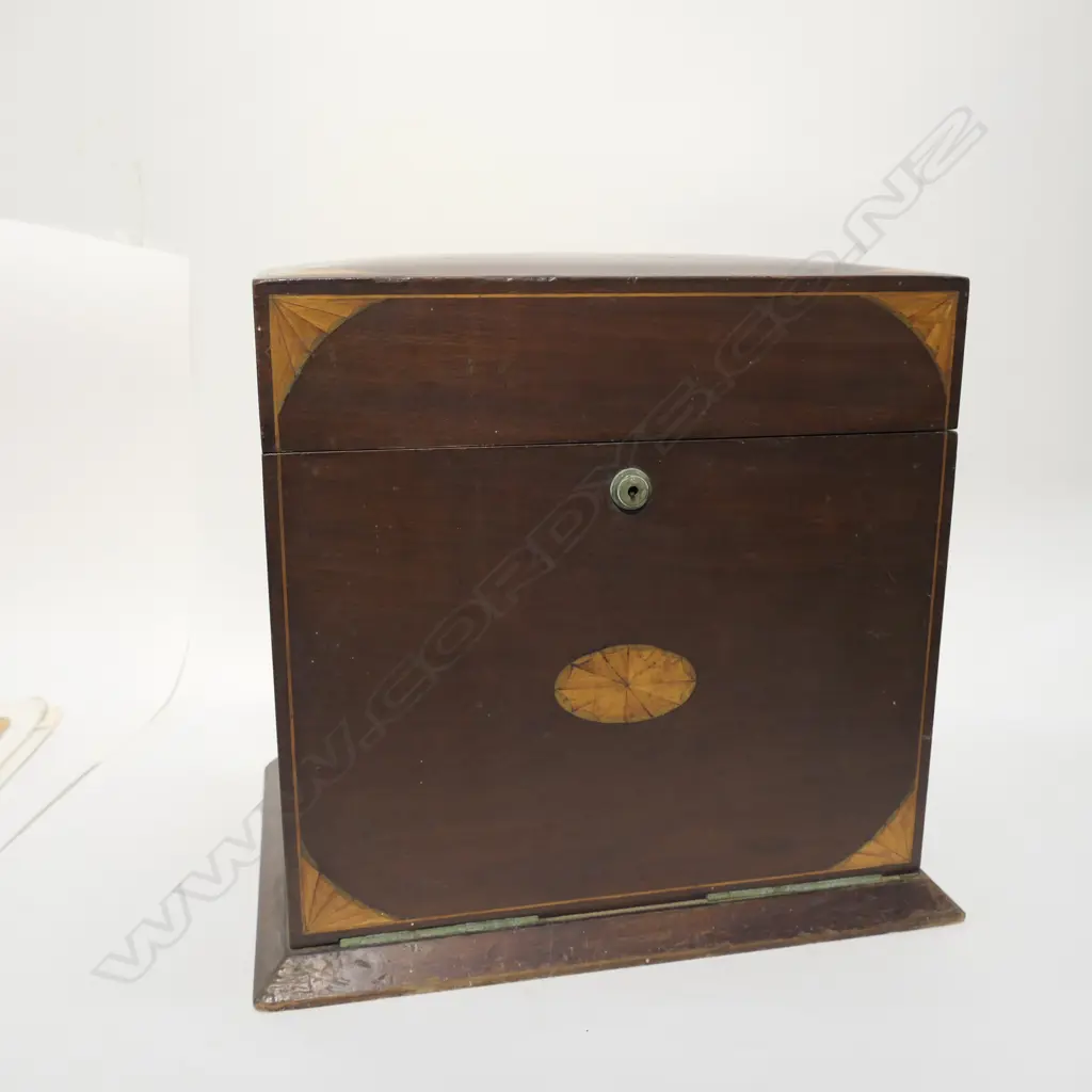 EDWARDIAN MAHOGANY TANTALUS BOX (EMPTY) H. 350MM Image 1++