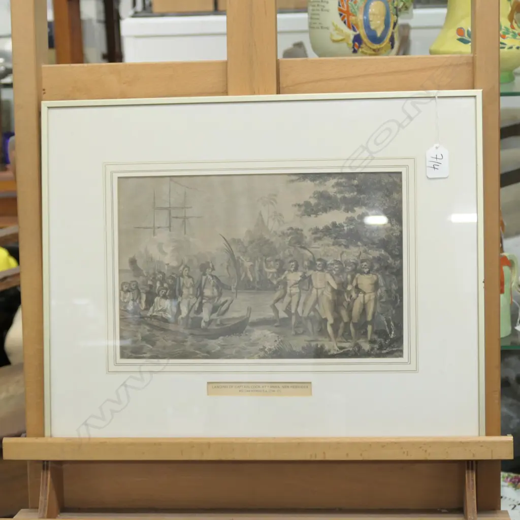18THC ENGRAVING - 'LANDING OF CAPT. COOK AT TANNA Image 1++