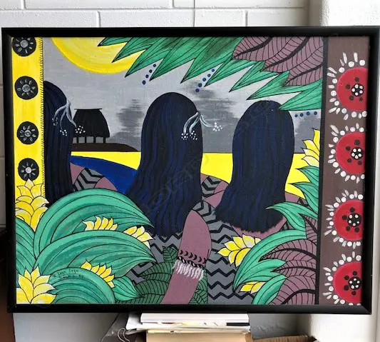 LEGA LEGA SOANE (wallace islands) ACRYLIC ON BOARD Image 1++