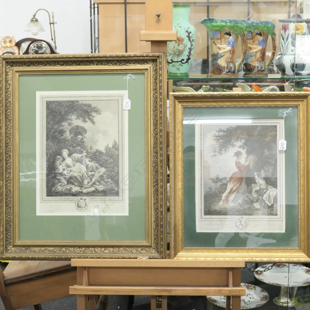 TWO GILT FRAMED FRENCH ENGRAVINGS H. 700MM Image 1++