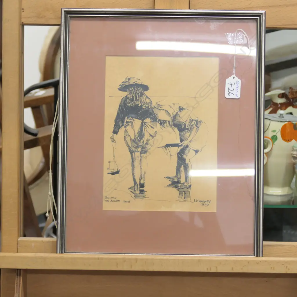 J WHEATLEY INK SKETCH BEACH & FIGURES Image 1++