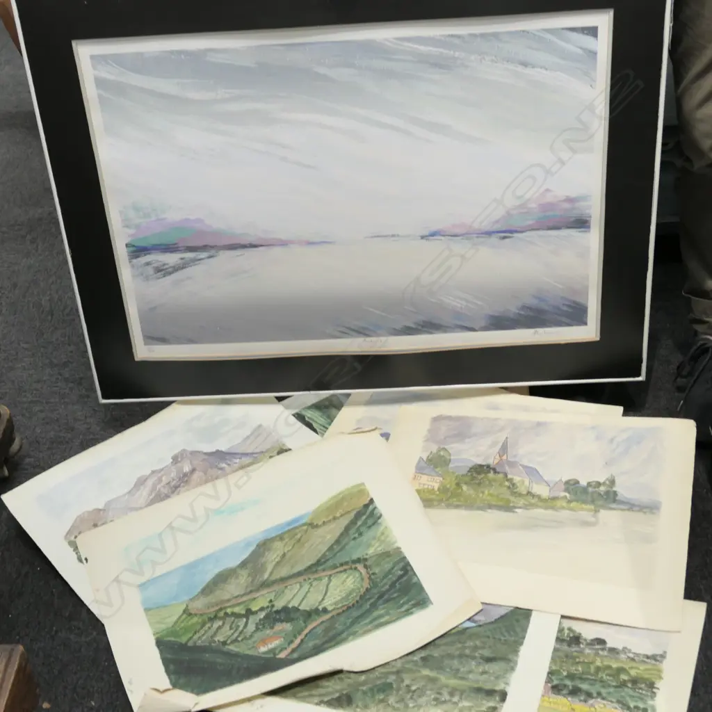 9 UNFRAMED WATERCOLOURS PLUS PRINTS ETC Image 1++