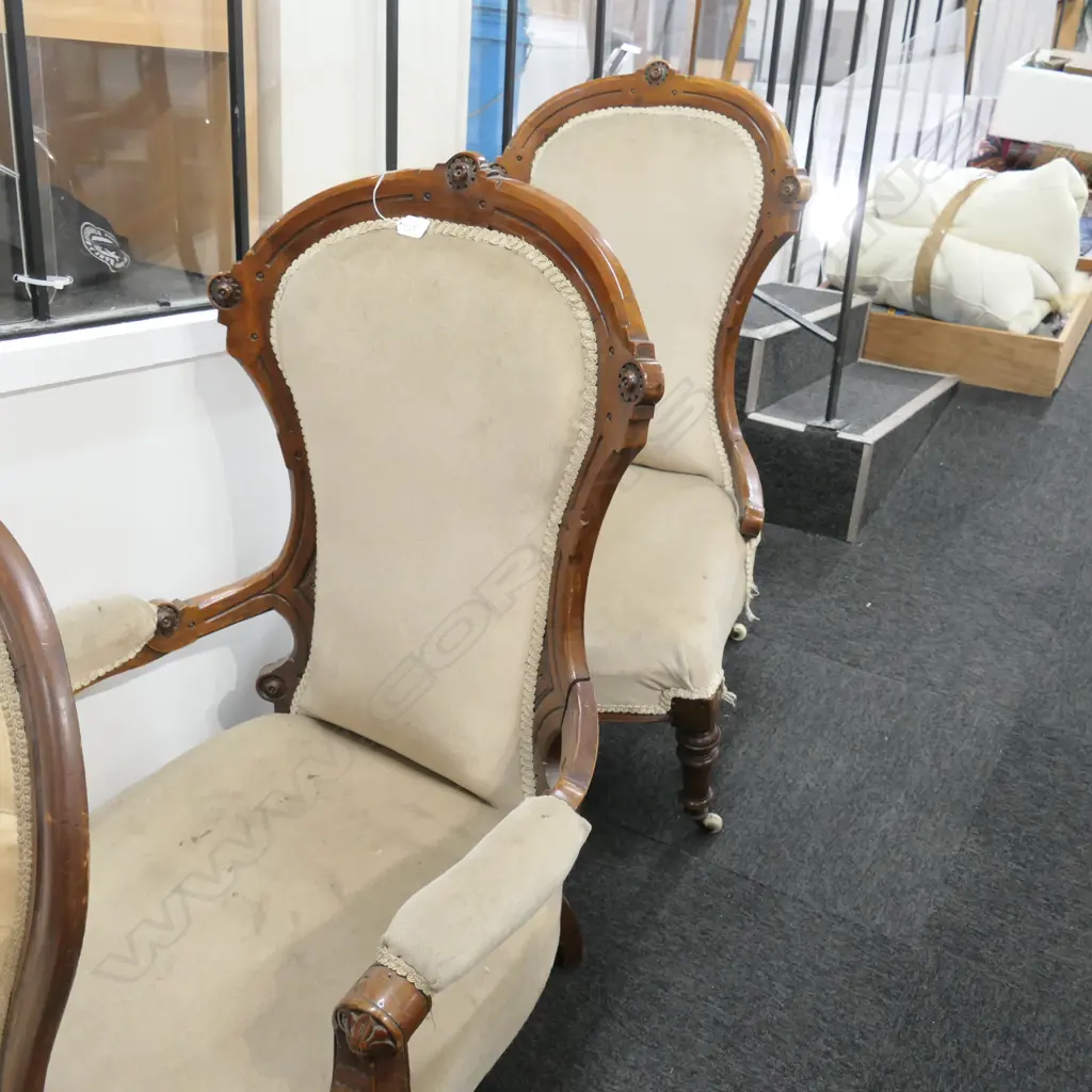 PR OF LATE VICT GRANDMOTHER AND GRANDFATHER CHAIRS  Image 1++