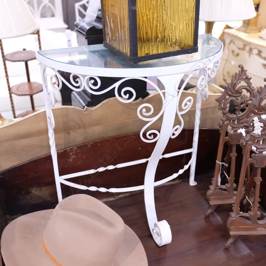 WROUGHT IRON + GLASS SIDE TABLE H. 570MM Image 1++