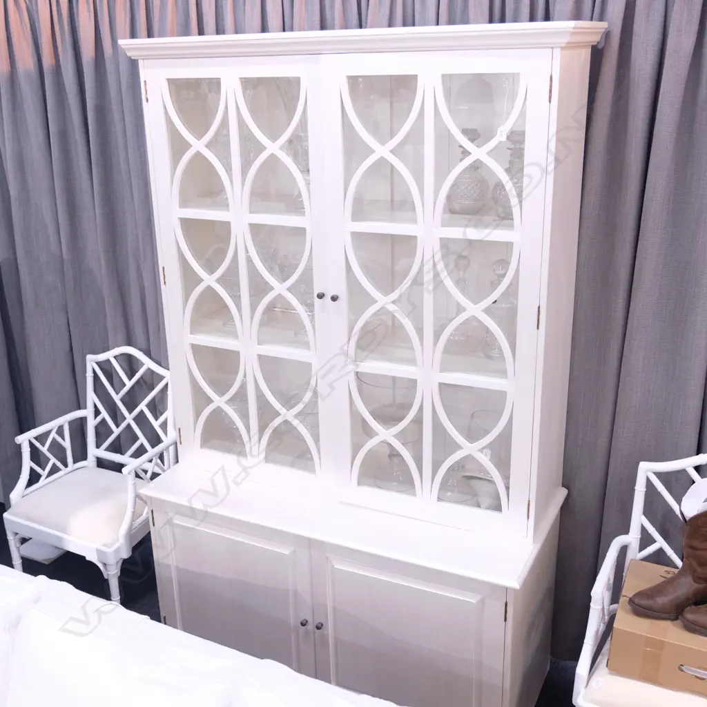 LARGE CONTEMPORARY GLAZED HUTCH DRESSER H. 2200MM W. 1330MM Image 1++