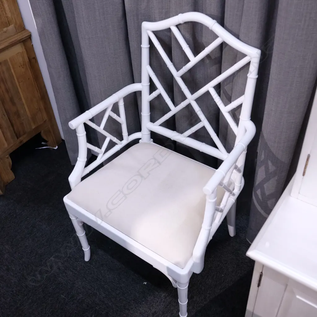 FOUR CHINOISERIE BAMBOO STYLE CARVER CHAIRS H. 1020MM  Image 1++