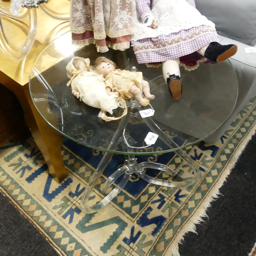 STYLISH GLASS AND PERSPEX SIDE TABLE 610 X 680MM Image 1++