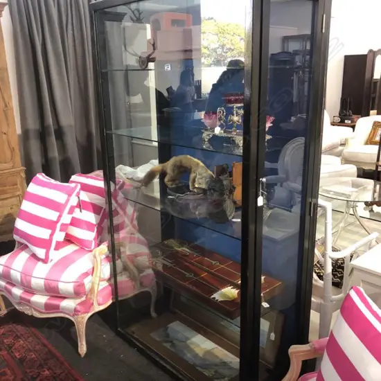 VINTAGE GLASS UPRIGHT DISPLAY CABINET H. 1990MM