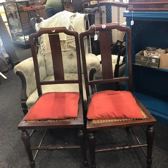 PR OF MAHOGANY FRAMED SIDE CHAIRS