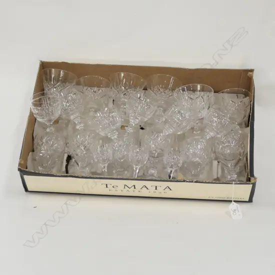 3 SETS CRYSTAL GLASSES (CHIPS TO FOOT OF ONE) + 3 SMALL GLASSES
