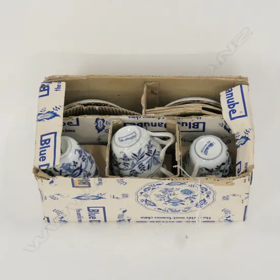 BLUE DANUBE TEA SET IN BOX 8 CUPS & SAUCERS