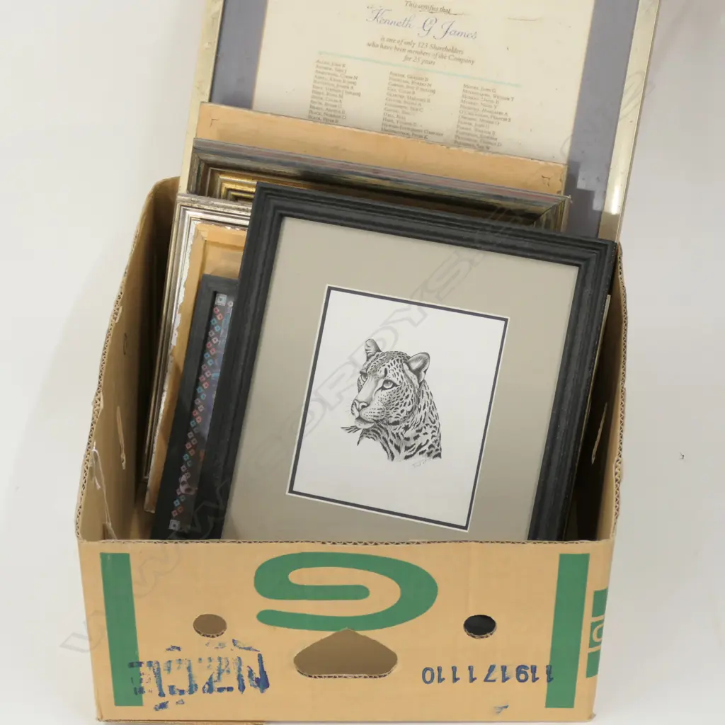 LOT ASST ARTWORK INCL. LEOPARD INK AND PENCIL WORK + PRINTS ETC Image 1++