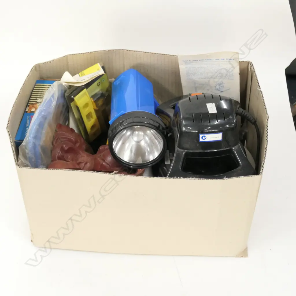 LOT ASST TOOLS ETC INCL. TORCHES / CAST IRON BALL AND CLAW FEET ETC Image 1++