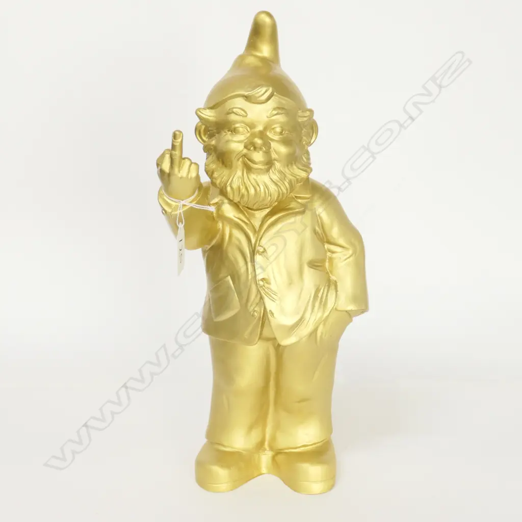 OTTMAR HORL GOLD PLASTIC GNOME FLIPPING MIDDLE FINGER Image 1++