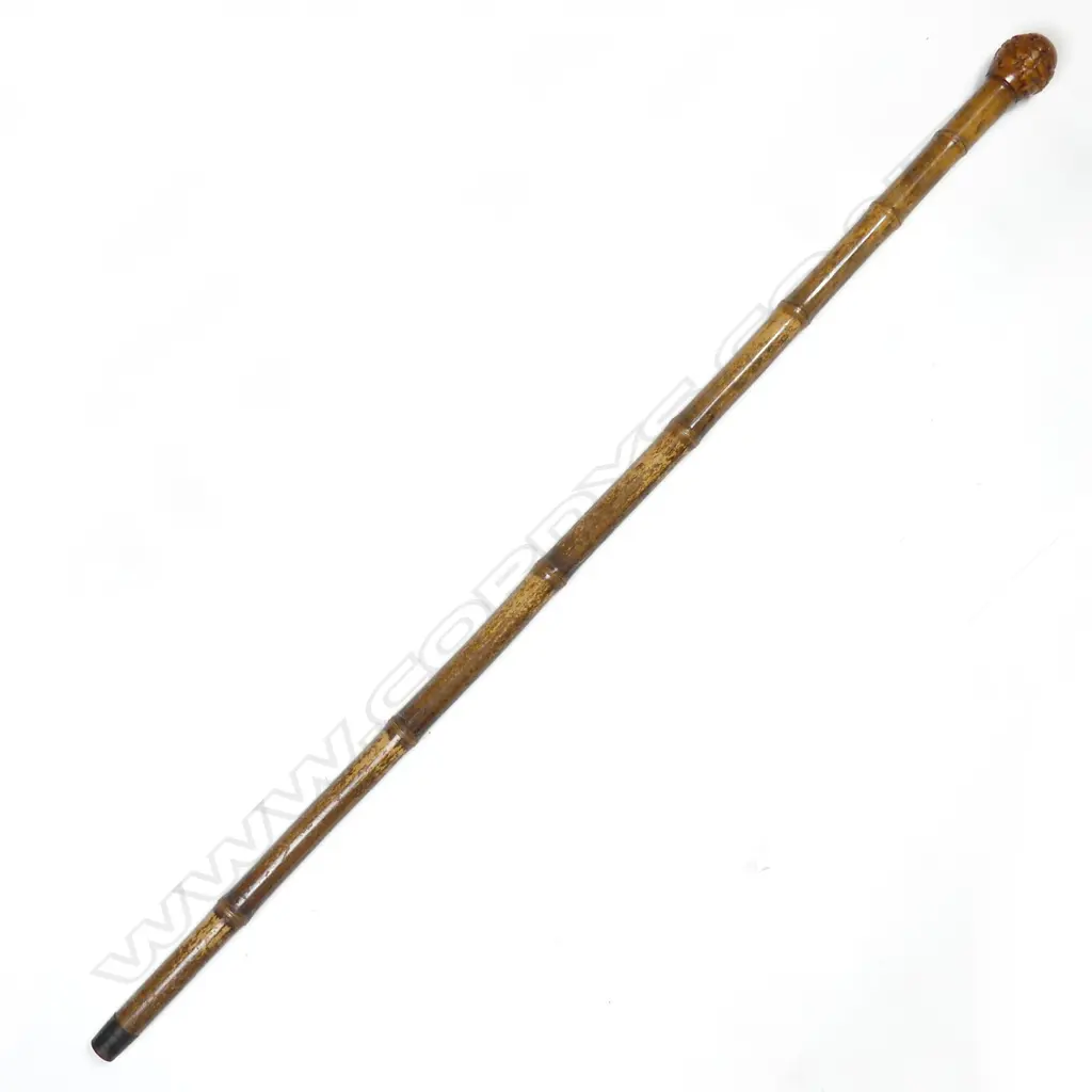 An early 20thC bamboo shafted horse measuring walking stick Image 1++