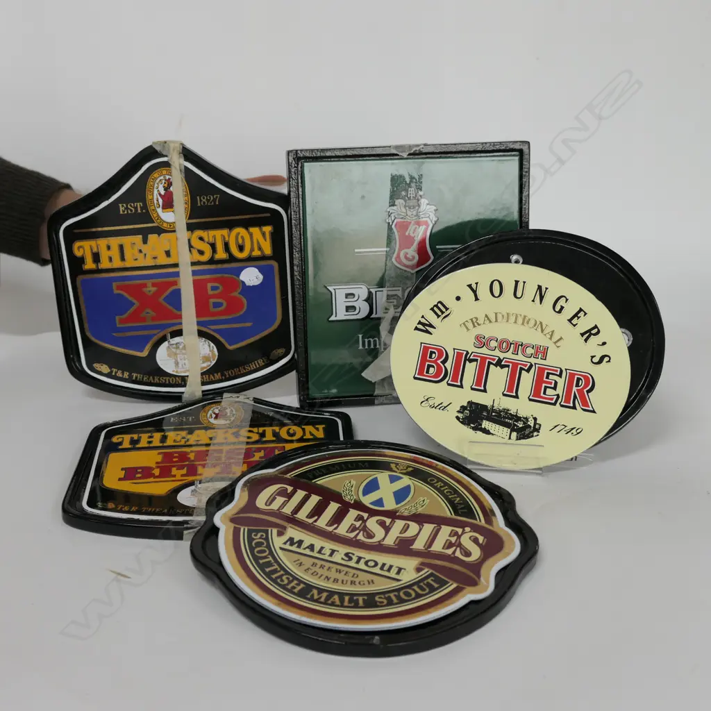 5 ENAMEL BEER ADVERTISING WALL PLAQUES Image 1++