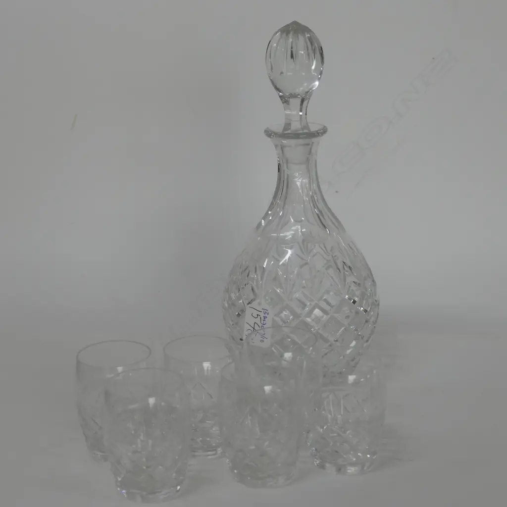 CUT CRYSTAL DECANTER + 6 GLASSES Image 1++