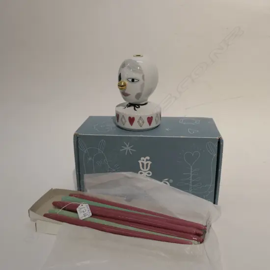 LLADRO 'MASQUERADE II' CLOWN CANDLE HOLDER + CANDLES