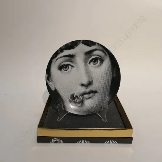 FORNASETTI NUMBERED PLATE GIRL WITH FLOWER chipped