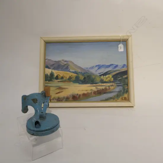 OIL PAINTING INITIALLED EB & VINTAGE BEAN SLICER