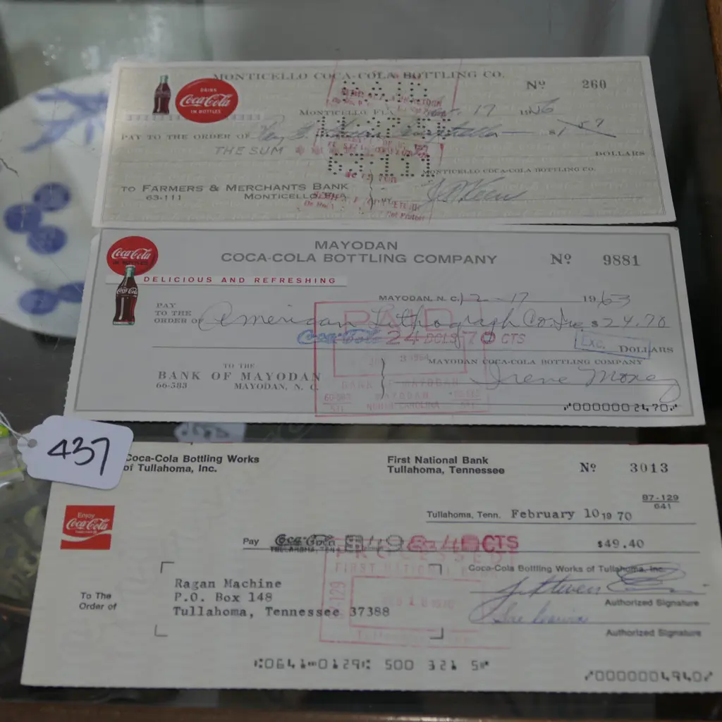 ASST VINTAGE COCA COLA CHEQUES Image 1++