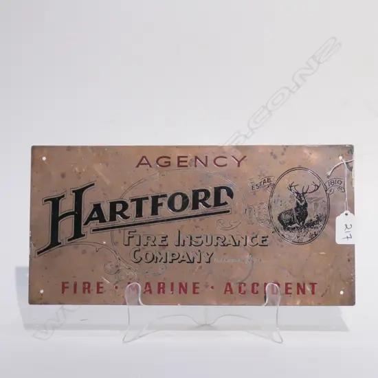 EARLY 20THC COPPER INSURANCE CO PLAQUE