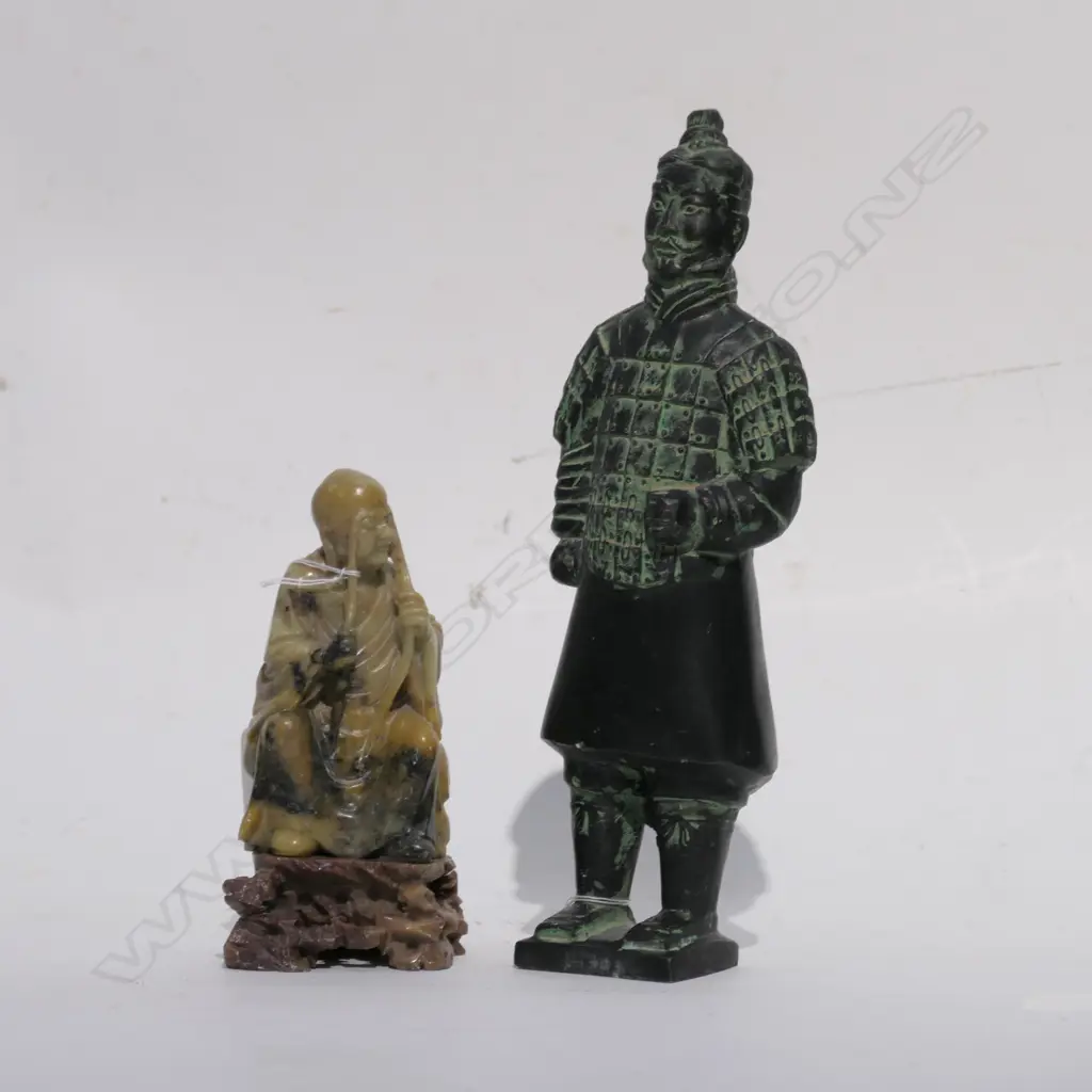 CARVED SOAPSTONE FIGURE + ANOTHER Image 1++