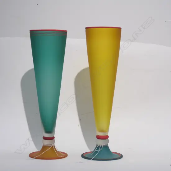 2 LARGE GIOVANNI SGD ART GLASS VASES H. 500MM