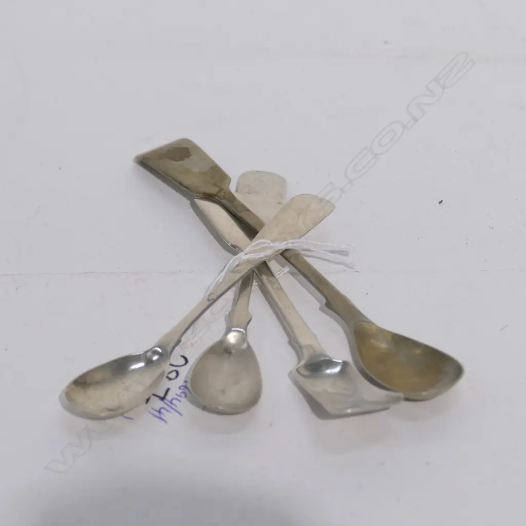 3 STERLING SILVER MUSTARD SPOONS +ONE, 40G Image 1++