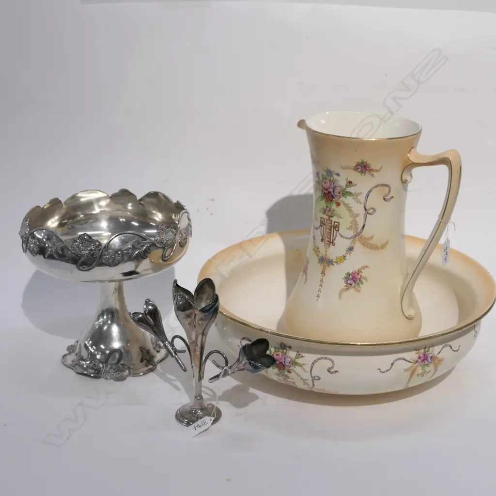 CROWN DUCAL JUG AND BOWL + EP COMPORT ETC Image 1++