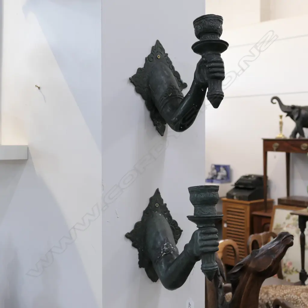 PR OF BRONZED ARM SCONCES  Image 1++