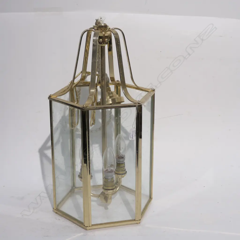 HANGING BRASS / GLASS PENDANT LAMP Image 1++