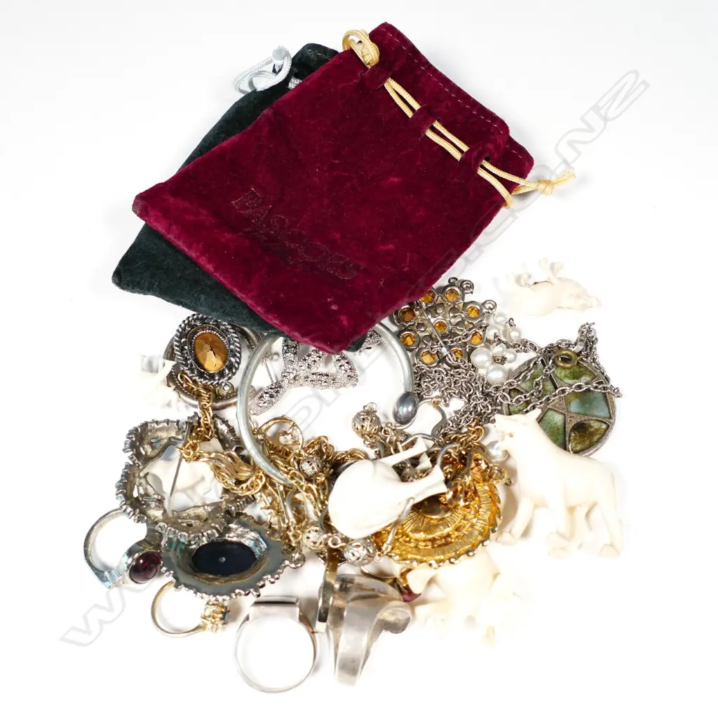 SMALL LOT COSTUME JEWELLERY + CARVED ANIMALS Image 1++