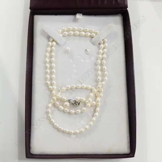 PEARL NECKLACE BRACELET & EARRINGS