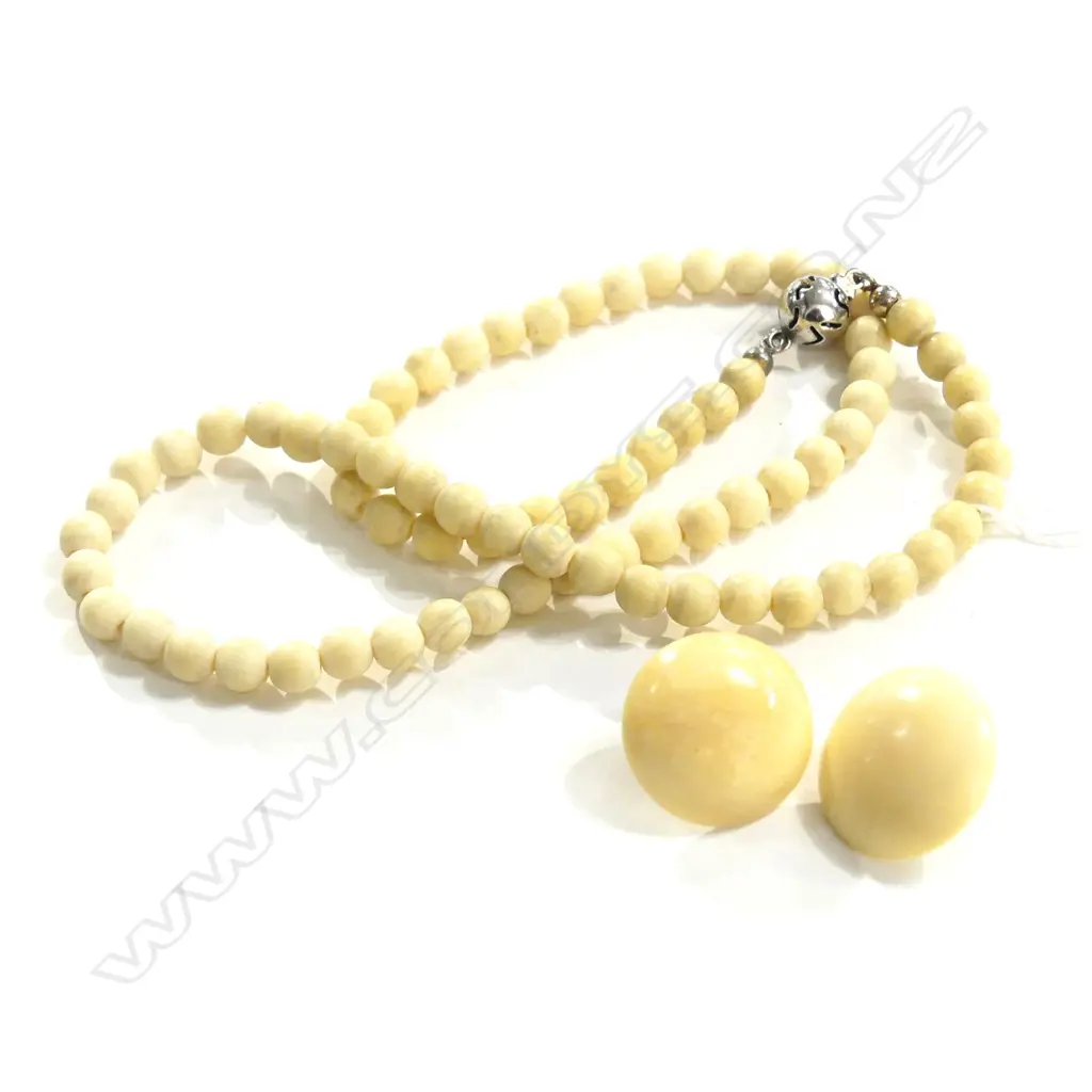 IVORY NECKLACE AND EARRINGS Image 1++