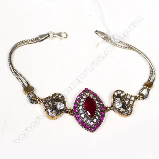 SILVER AND GEMSET BRACELET