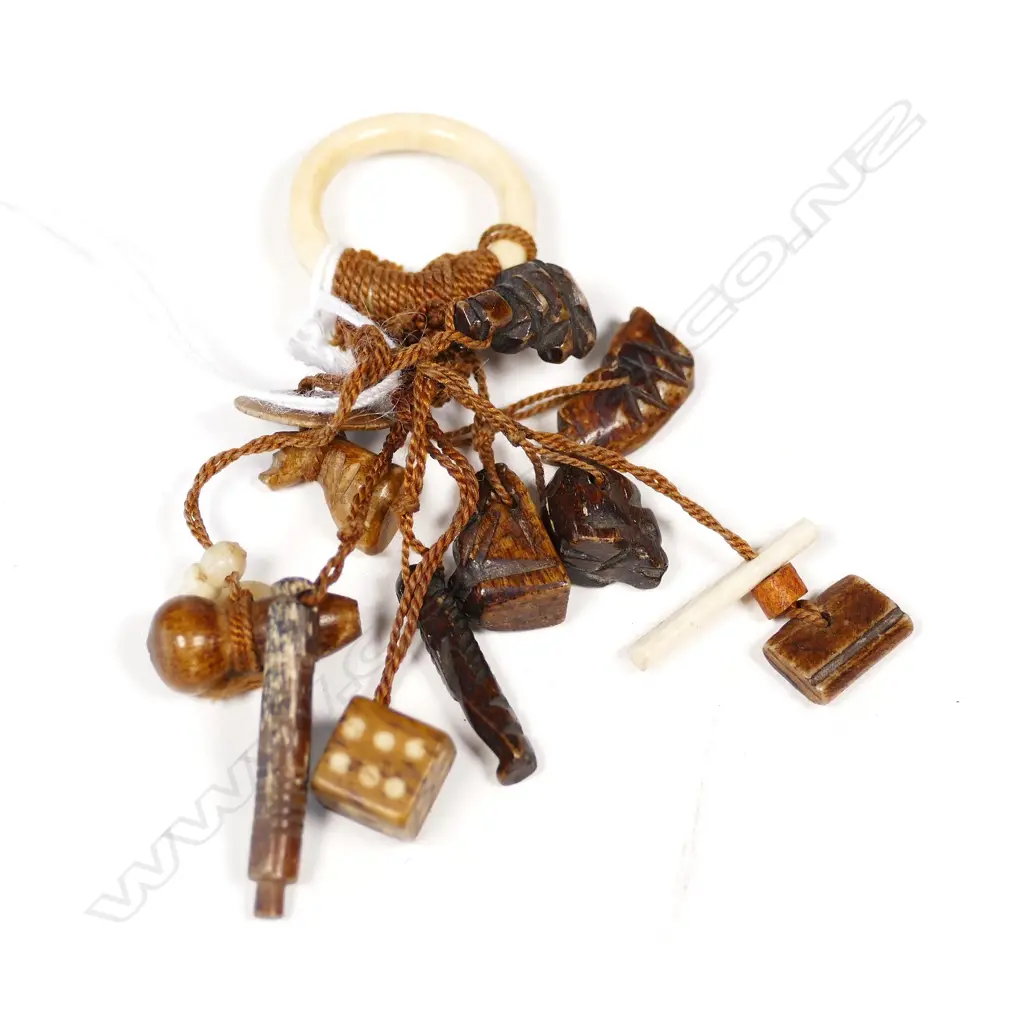 TINY BONE,WOOD CARVED TALISMANS ON RING Image 1++