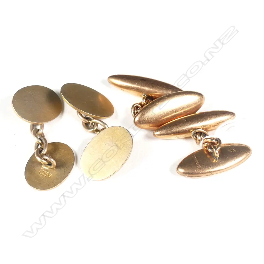 TWO PAIRS 9CT GOLD CUFF LINKS 16.73gm Image 1++