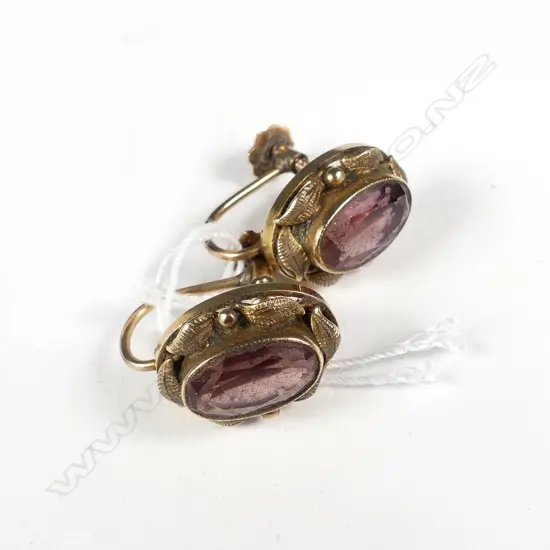 PAIR 9CT GOLD & AMETHYST EARRINGS