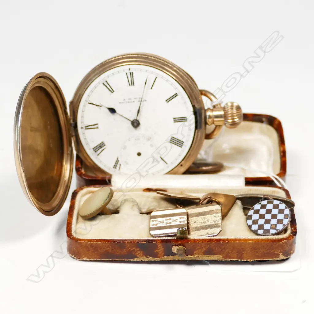 GOLD PLATED CUFF LINKS + POCKET WATCH Image 1++